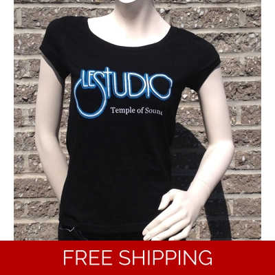 Girlie Black Round-Neck W&B Front Logo TOS White